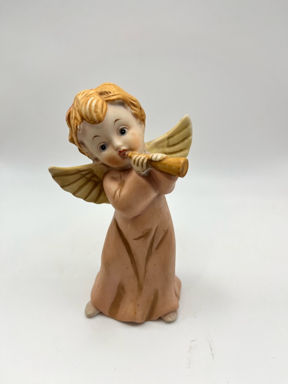Homeco Peach Angel Figurine with Gold Wings